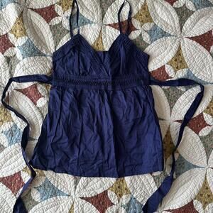 Navy blue Forever 21 vintage Y2K babydoll cami top with tie back detail